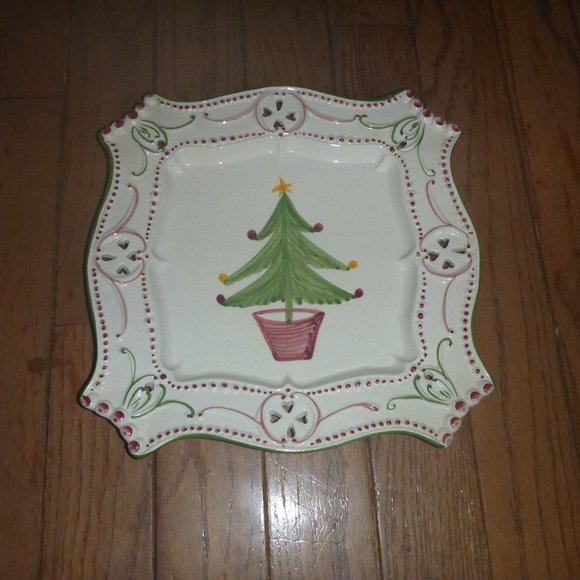 Unique Decorative Christmas / Holiday Large Cookie / Serving Plate Hand Painted - Picture 1 of 3